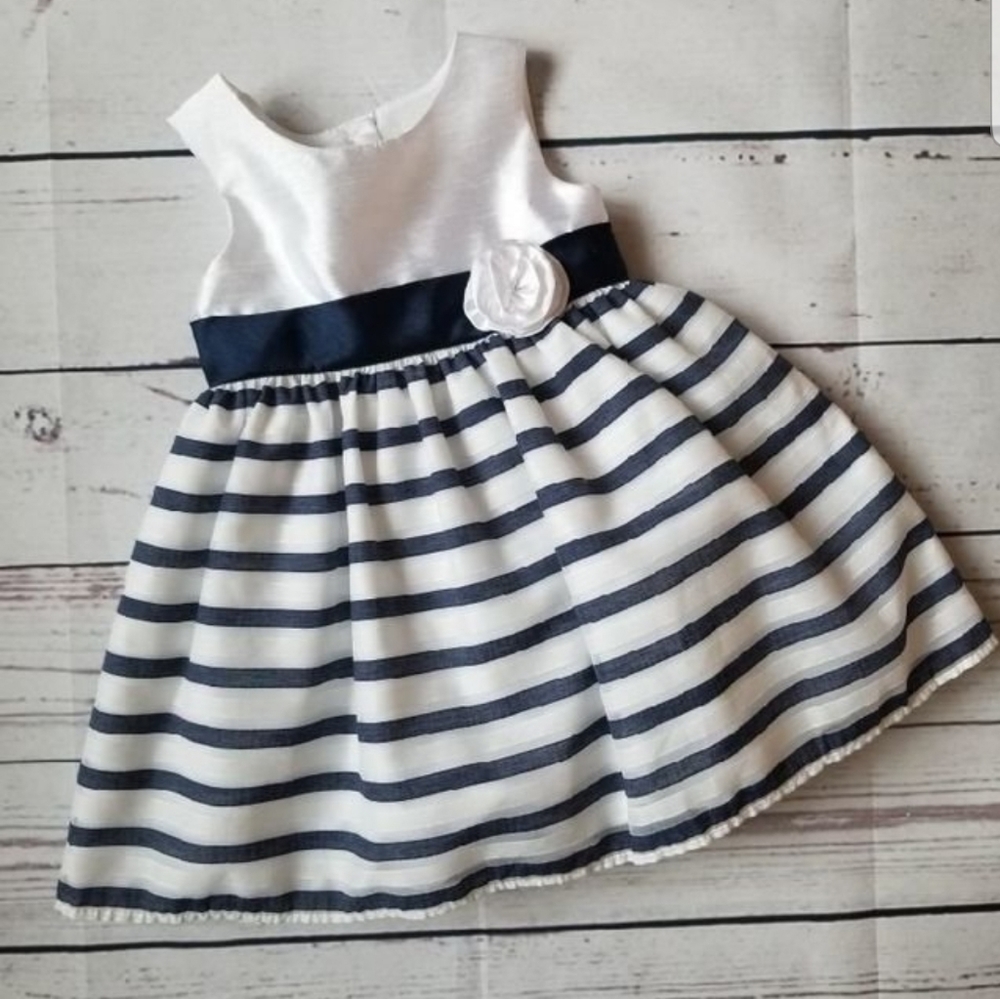 Navy and White Striped Dress